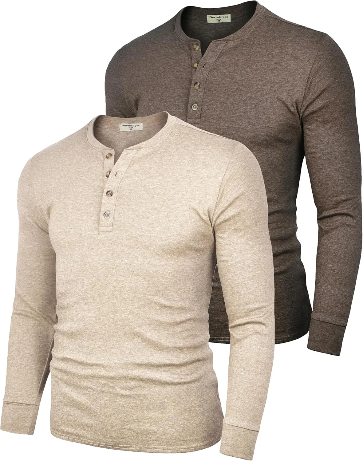 Derminpro Men's Henley Cotton Casual Short/Long Sleeve Lightweight Button T-Shirts