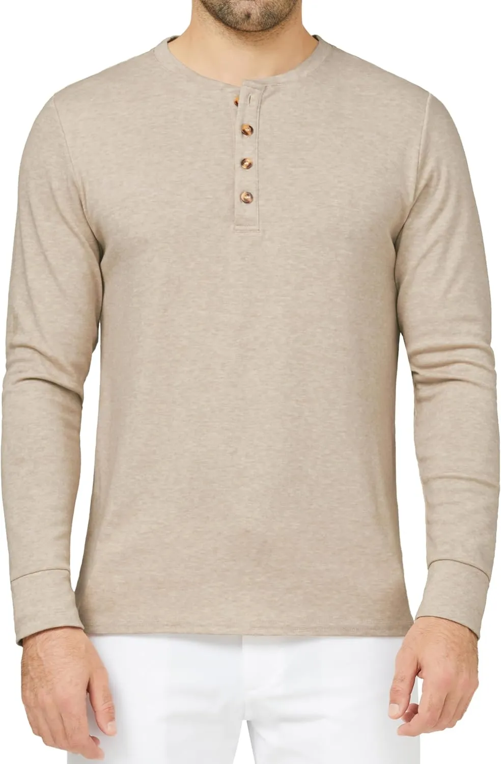 Derminpro Men's Henley Cotton Casual Short/Long Sleeve Lightweight Button T-Shirts