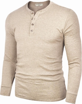 Derminpro Men's Henley Cotton Casual Short/Long Sleeve Lightweight Button T-Shirts