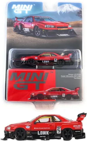 Diecast Model Car Compatible for Mini GT 1:64 Nissan Skyline LB-ER34 Super Silhouette Red/Black Limited Edition Die-cast Collectibles MGT00843
