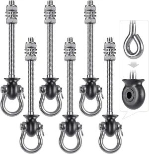 Dolibest Set of 6 Permanent Antirust Stainless Steel 304 Heavy Duty Swing Hangers for Playground Porch Yoga Hammock Chair, Easy to Install on Wood/Steel Beam, Rustproof and Durable, 7.67''