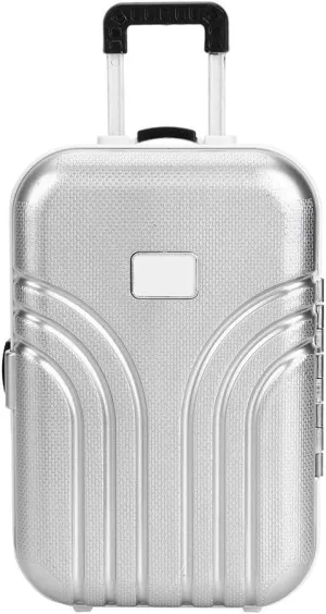 Doll Suitcase, Mini Dolls Travel Suitcase Baby Suitcase Toy Mini Luggage Box Rolling Suitcase for Doll, Kids((Silver))