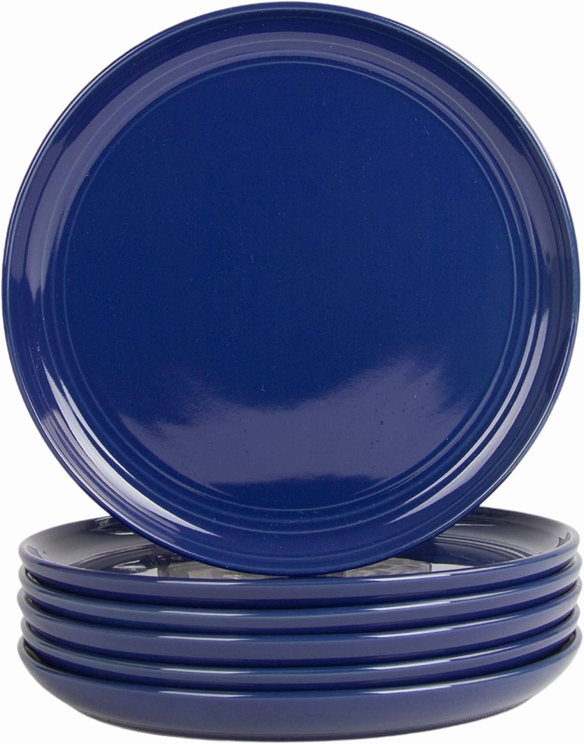 Double Line 8.25" Salad Plate, Set of 6, Cobalt Blue