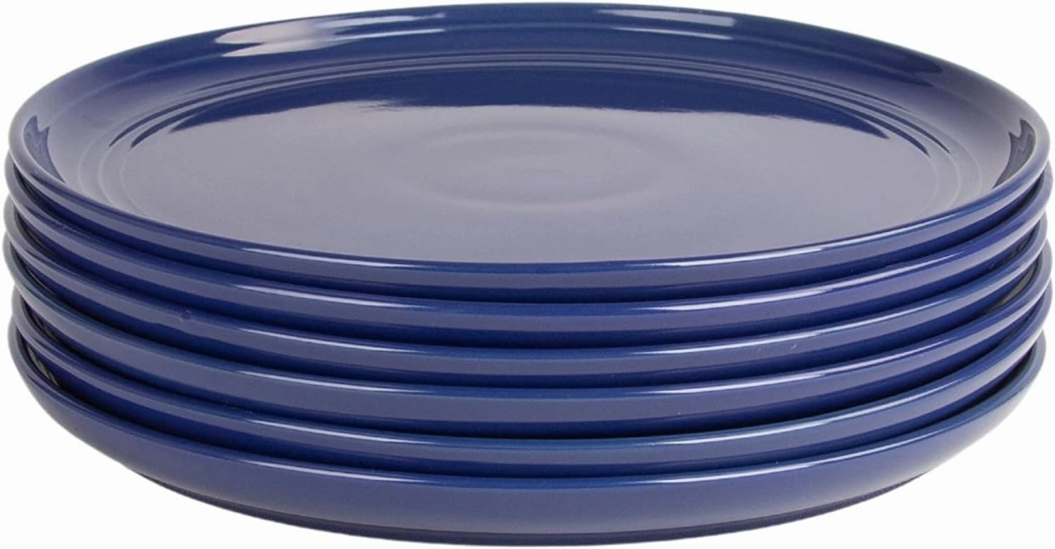 Double Line 8.25" Salad Plate, Set of 6, Cobalt Blue