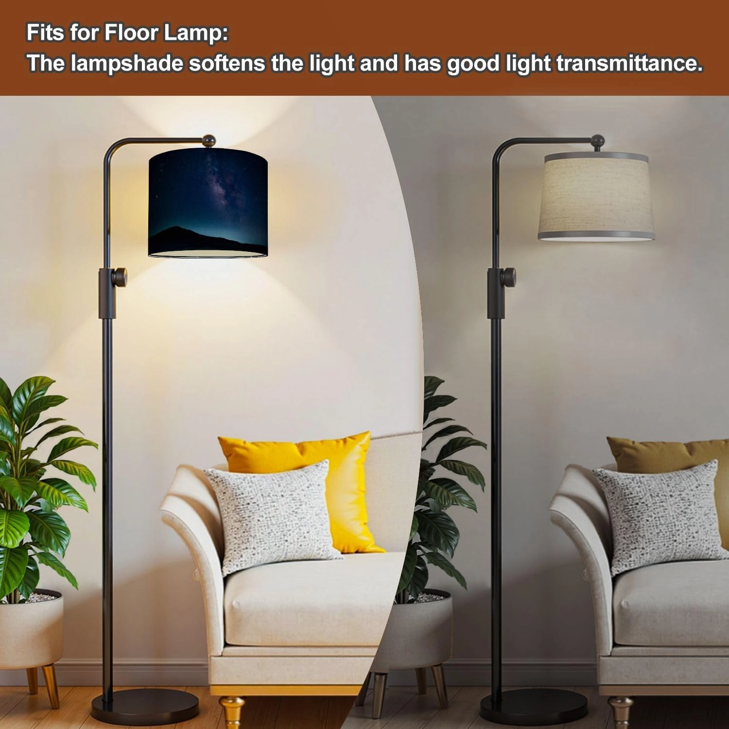 Drum Lamp Shades Kusasenri Aso Kumamoto Japan Lamp Shade for Floor Lamps Table Lamps Pendant Light 11"x8.9" Linen Replacement Large Lampshades