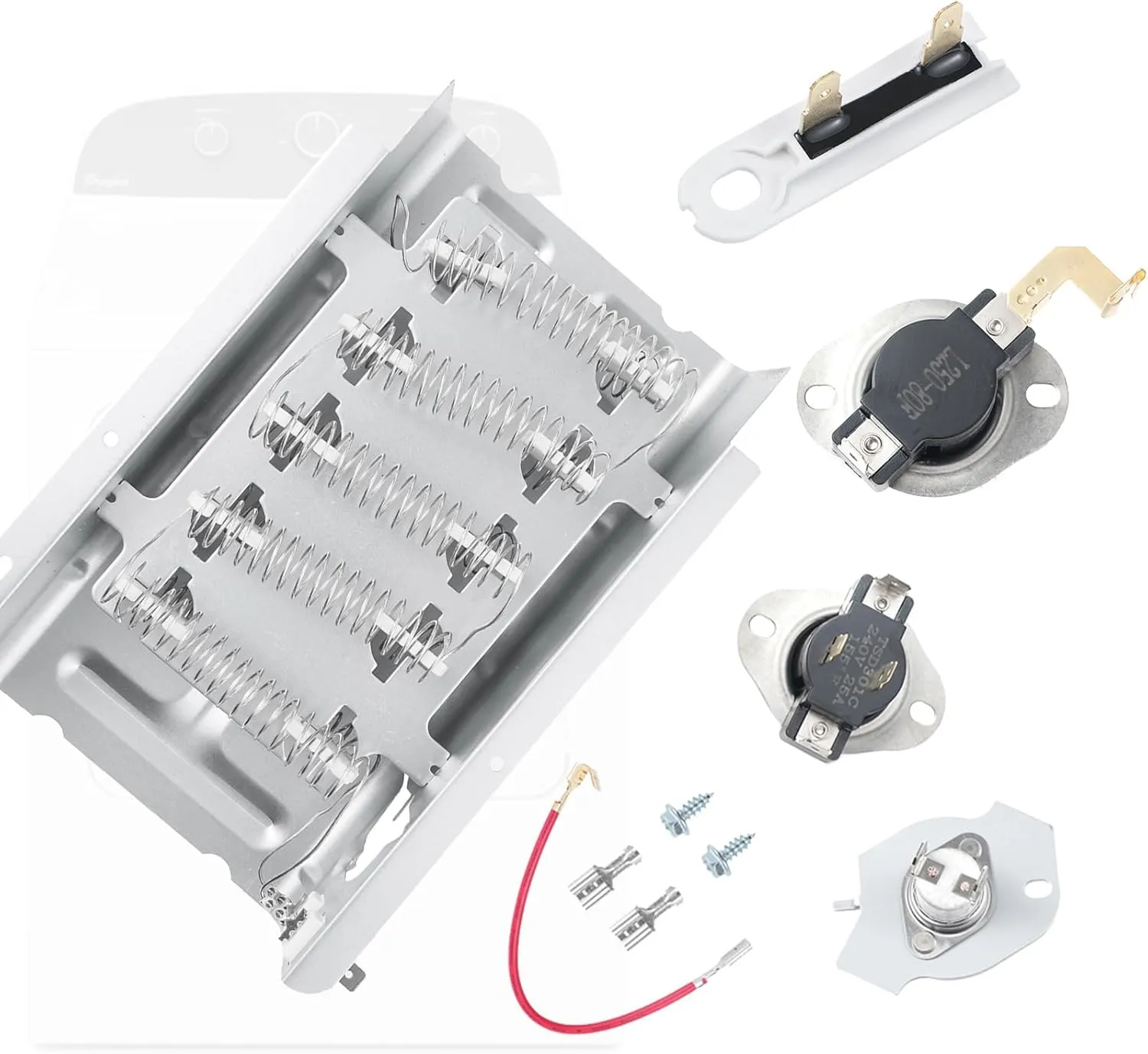 Dryer Heating Element Kit Whil-pool LER4634PQ0, WED4915EW1, LEQ9508PW0, LEQ9508PW1, LER4634JQ0, LER4634PQ1, LER7646JQ0, WED5000DW1, WED5200VQ1, WED5500SQ0, WED7000DW2 Heating Element.