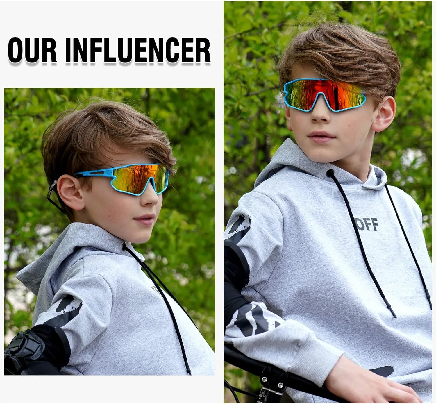 DUCO Kids Sunglasses Youth Baseball Sun Glasses Lightweight TR90 Frame UV400 Sports Cycling Shades for Boys Girls DK268
