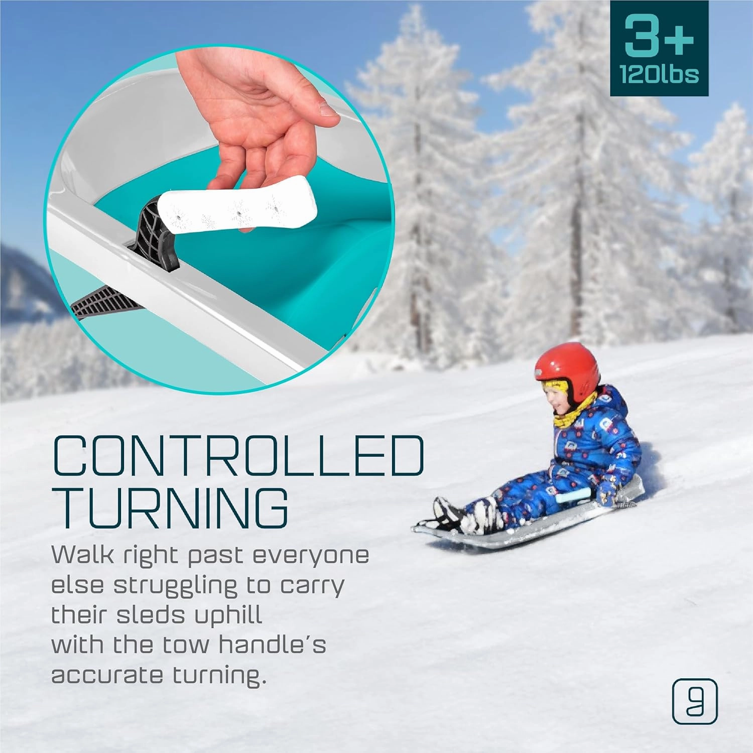Durable Kids' Toboggan Sleds - Plastic, Lightweight, Winter Snow Sleds with Tow Strap & Pull-Up Brakes