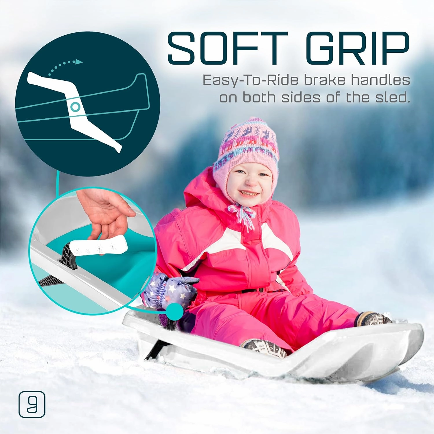 Durable Kids' Toboggan Sleds - Plastic, Lightweight, Winter Snow Sleds with Tow Strap & Pull-Up Brakes