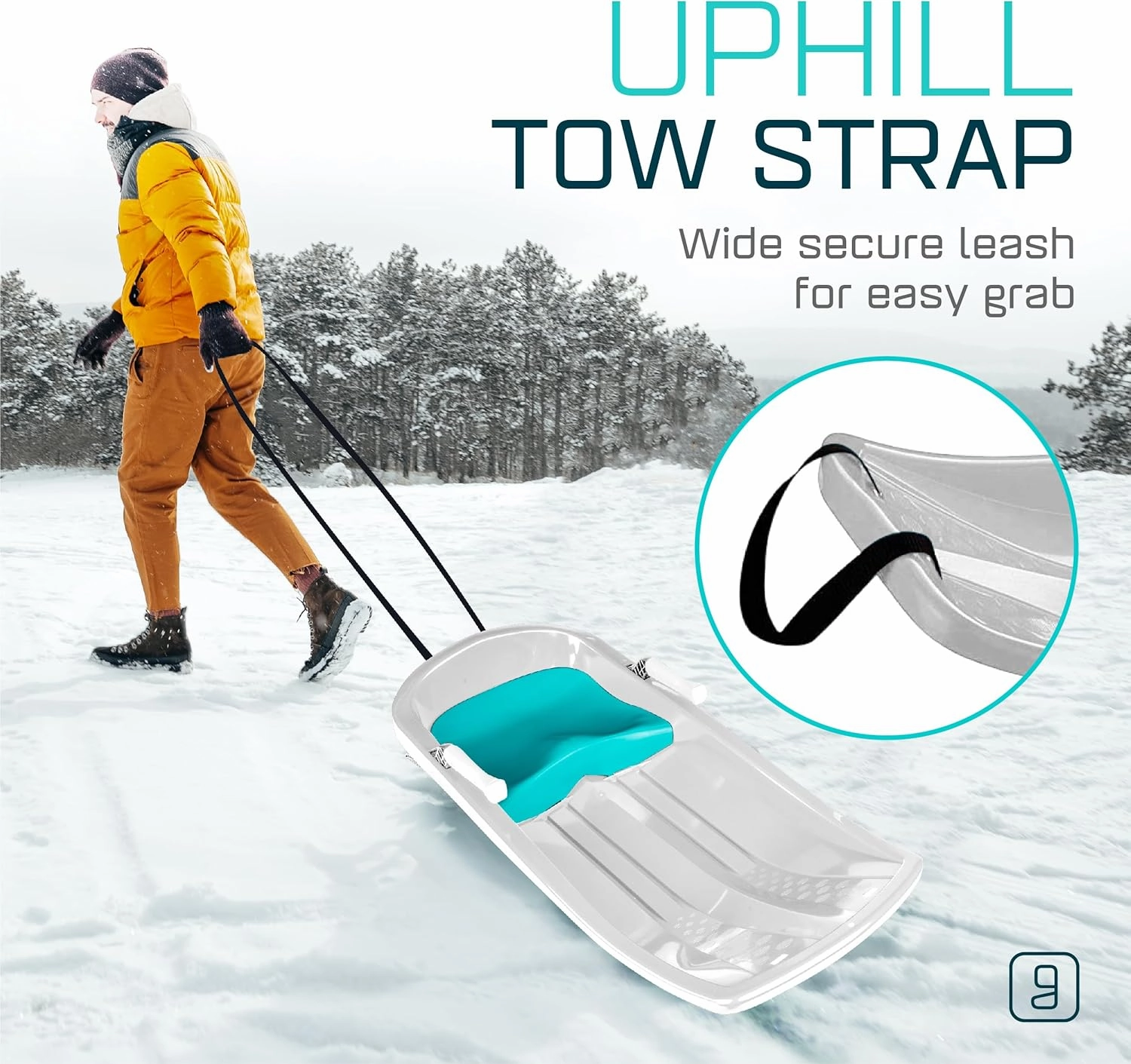 Durable Kids' Toboggan Sleds - Plastic, Lightweight, Winter Snow Sleds with Tow Strap & Pull-Up Brakes
