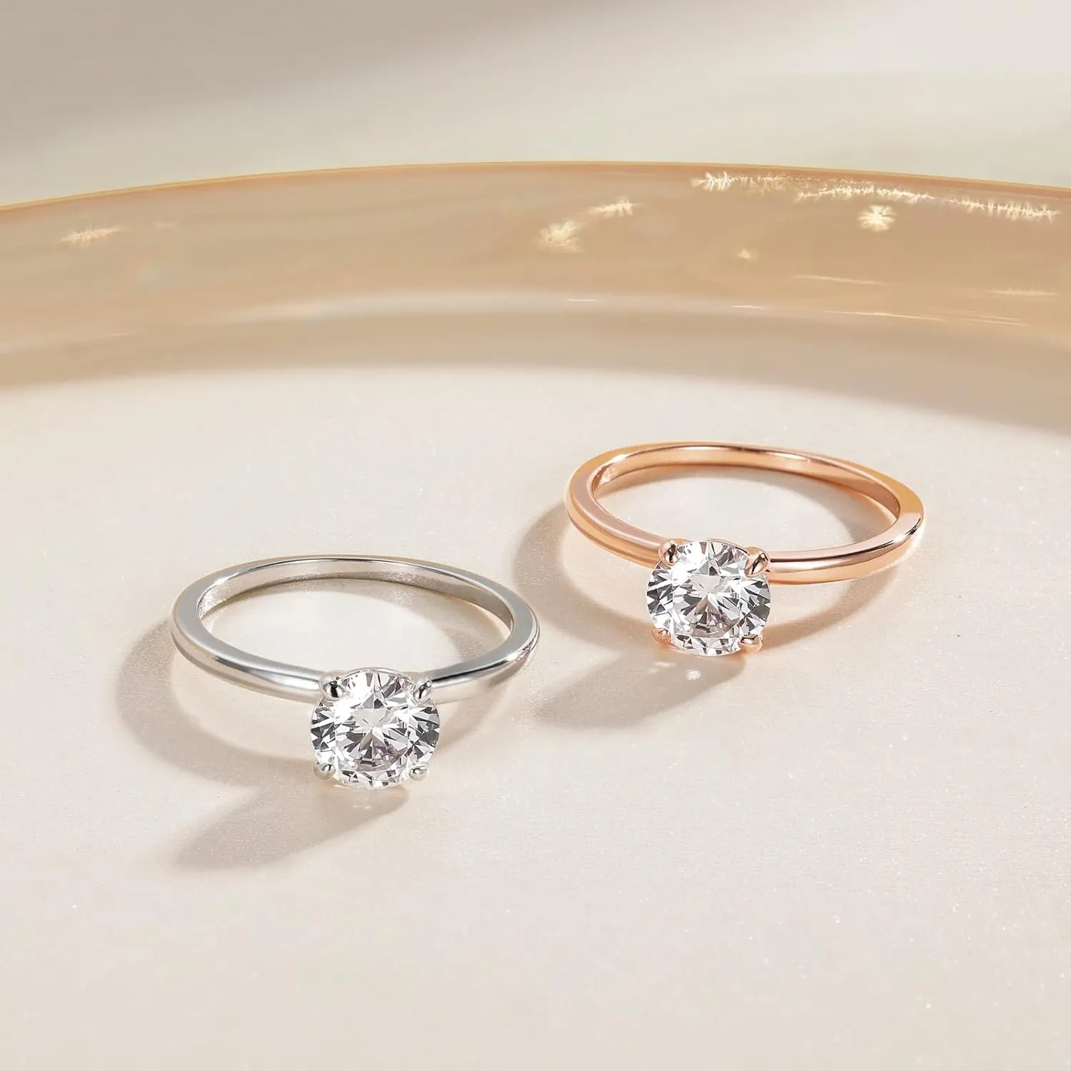 EAMTI 1.5CT 925 Sterling Silver Engagement Rings Round Cut Solitaire Cubic Zirconia CZ Wedding Promise Rings for Her Wedding Bands for Women Size 3-11