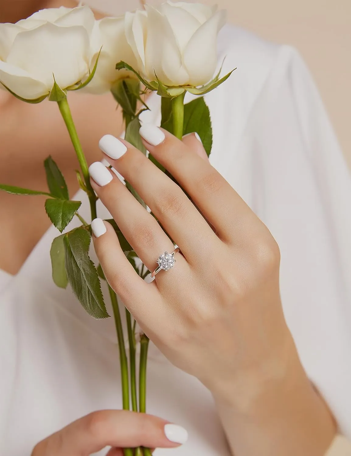 EAMTI 1.5CT 925 Sterling Silver Engagement Rings Round Cut Solitaire Cubic Zirconia CZ Wedding Promise Rings for Her Wedding Bands for Women Size 3-11