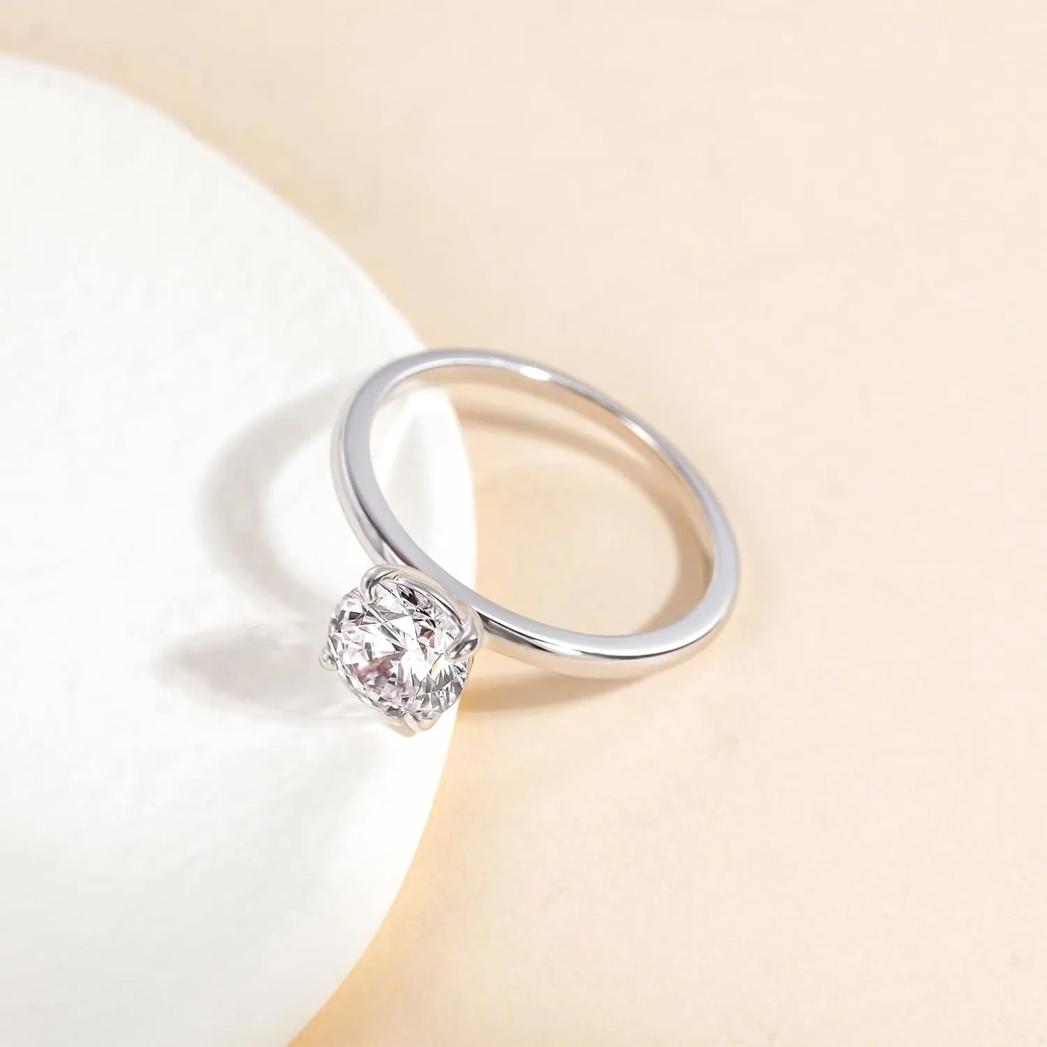 EAMTI 1.5CT 925 Sterling Silver Engagement Rings Round Cut Solitaire Cubic Zirconia CZ Wedding Promise Rings for Her Wedding Bands for Women Size 3-11