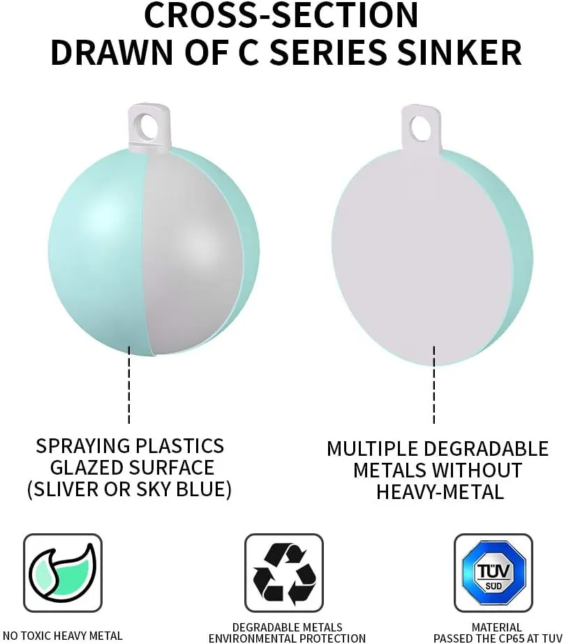 ECOFT Lead Free Fishing Weights Sinkers 20g-200g Coated Egg Sinkers Cannonball Weights Assorted Sizes Bag and Fishing Weights Assortment Box Non-Lead Fishing Weights Saltwater Freshwater