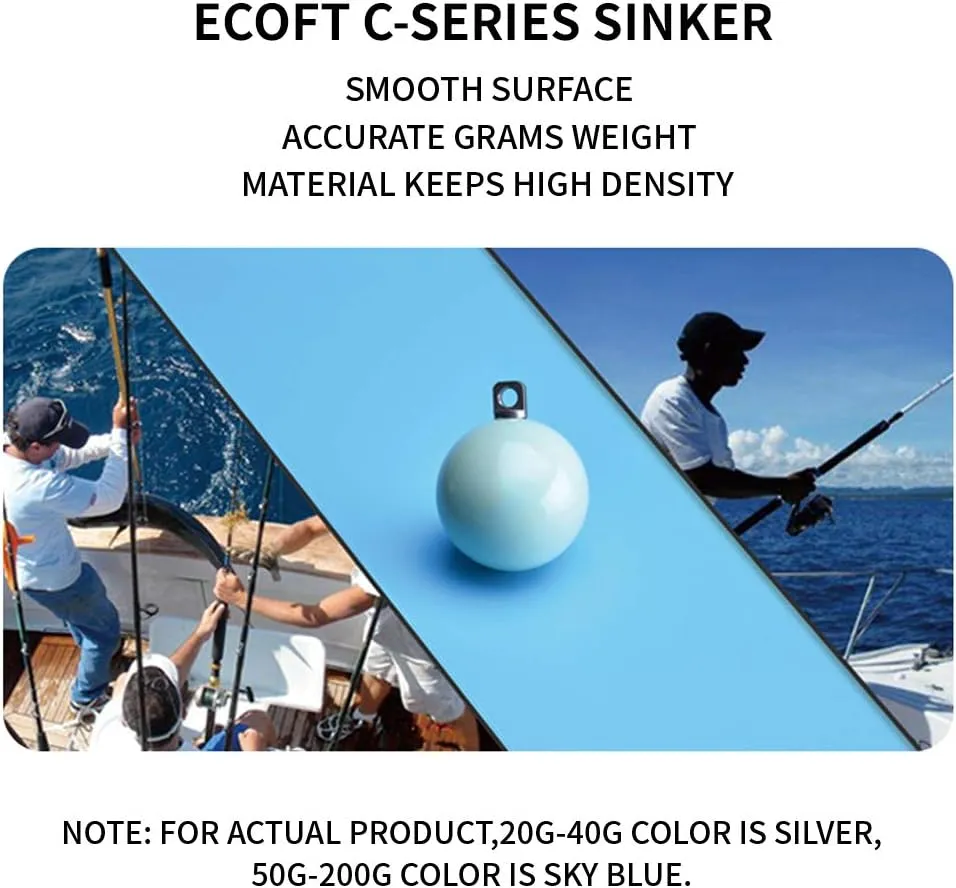 ECOFT Lead Free Fishing Weights Sinkers 20g-200g Coated Egg Sinkers Cannonball Weights Assorted Sizes Bag and Fishing Weights Assortment Box Non-Lead Fishing Weights Saltwater Freshwater