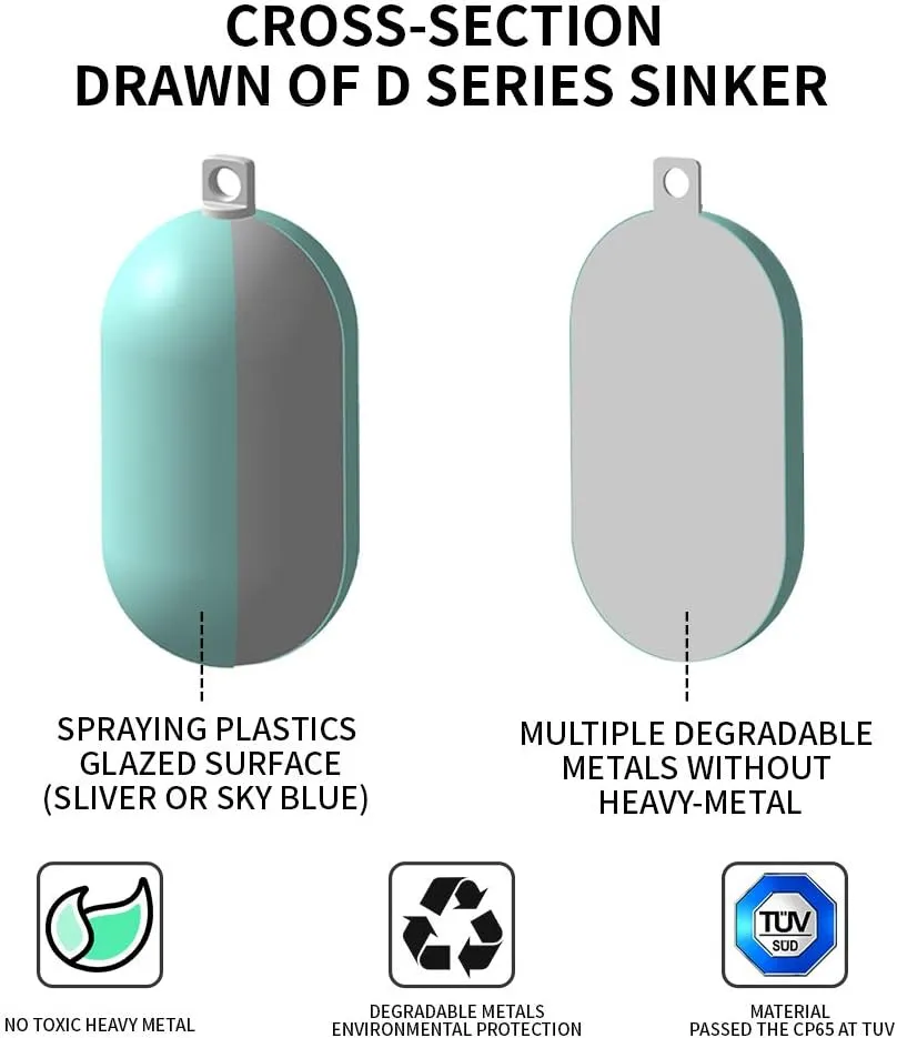 ECOFT Lead Free Fishing Weights Sinkers 80g-1000g Coated Raindrop Weights Bank Sinkers Cylindrical Deep Drop Weights Assorted Sizes Bag Non-Lead Fishing Weights Saltwater for Bottom Fishing