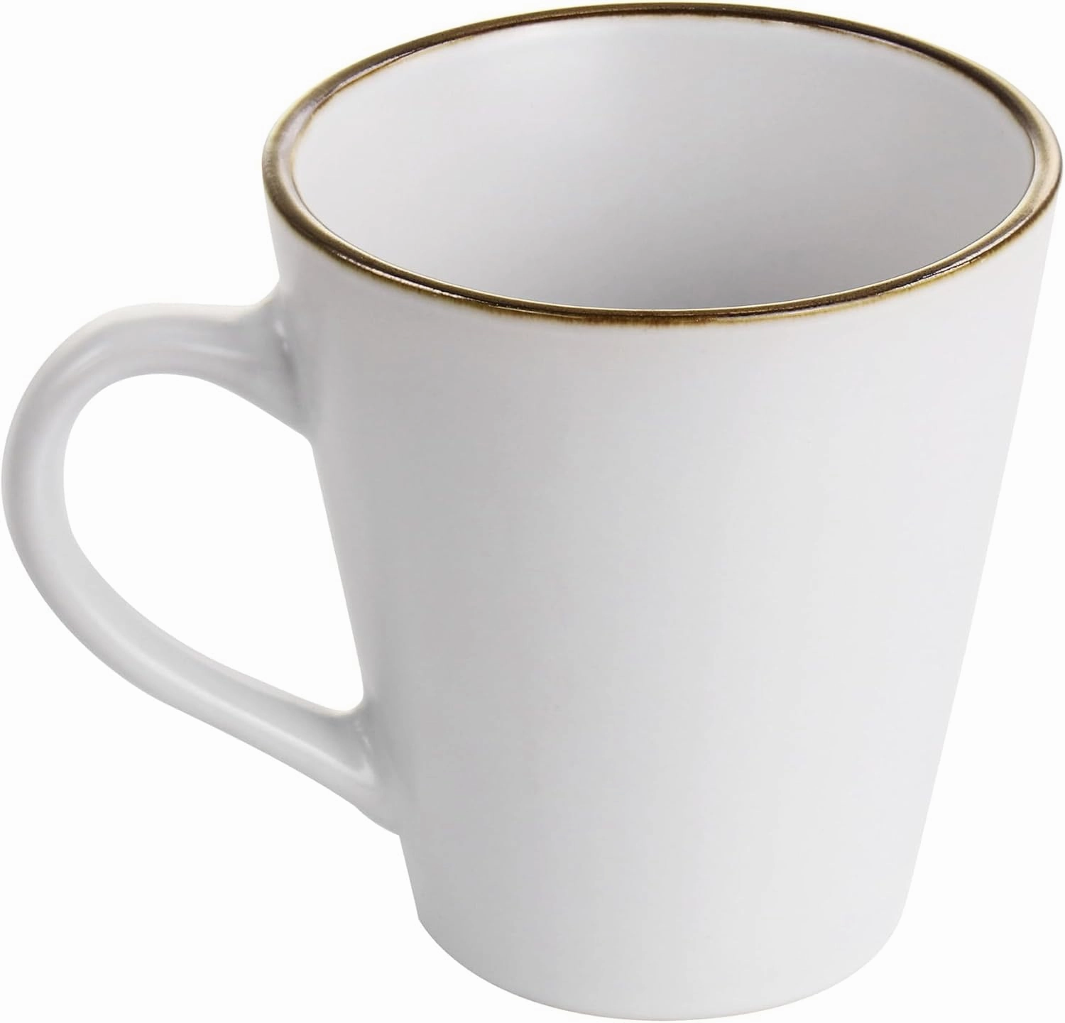 Elama Arthur 16 Piece Stoneware Dinnerware Set in Matte White with Gold Rim (Arthur Paul Louis Set)