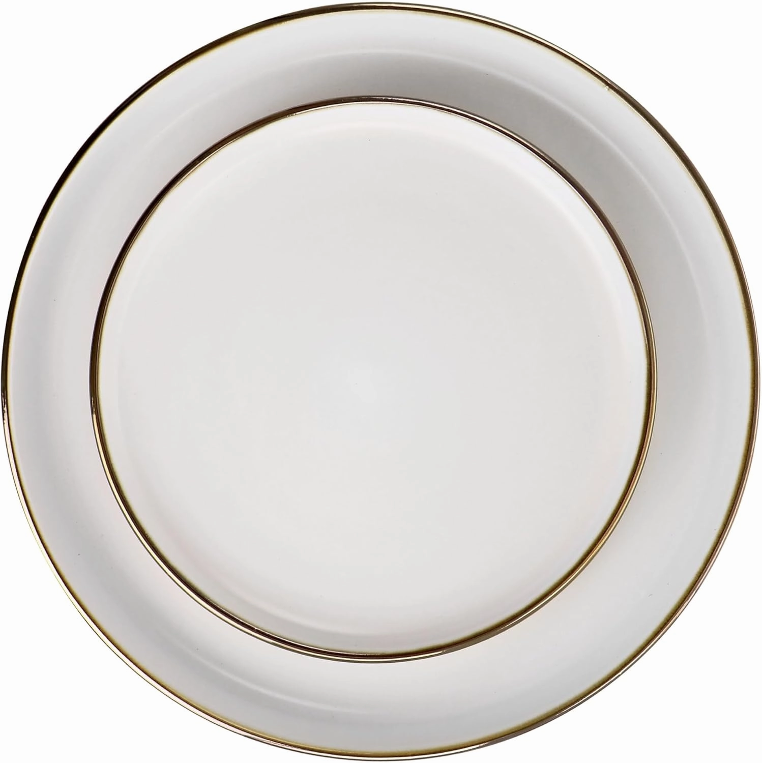 Elama Arthur 16 Piece Stoneware Dinnerware Set in Matte White with Gold Rim (Arthur Paul Louis Set)