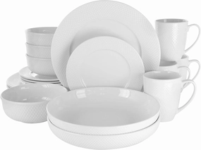 Elama White Porcelain Dish Dinnerware Set, 18 Piece (Elama Glossy)