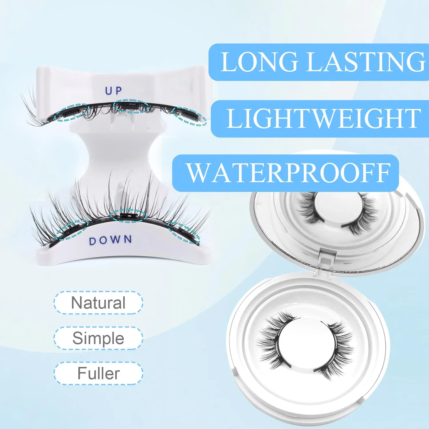 Elara Craft Magnetic Eyelashes with Applicator,Reusable Magnetic Eyelashes Natural Look,Easy to Wear and Remove Soft Lashes kit No Glue Needed(Natural)