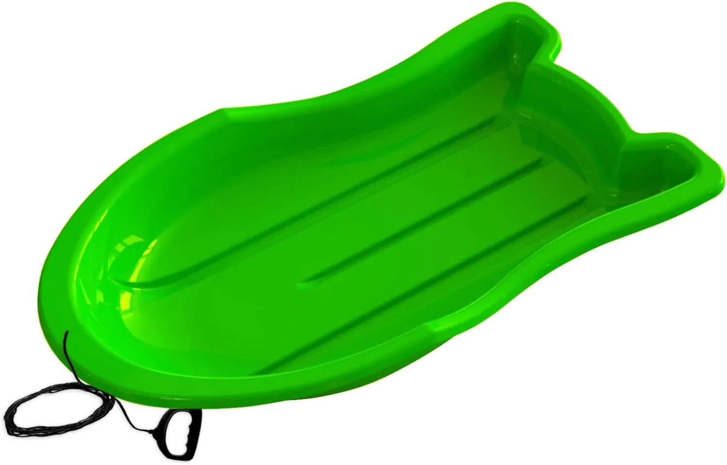 Era 37-inch Booster Adventurer Sled with Tow Rope — 1 Rider Kids' Plastic Toboggan, Green