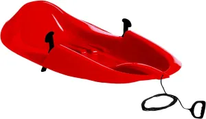 Era 38-inch Megablitzen Adventurer Sled with Hand Brakes and Tow Rope — 1 Rider Kids' Plastic Toboggan, Red