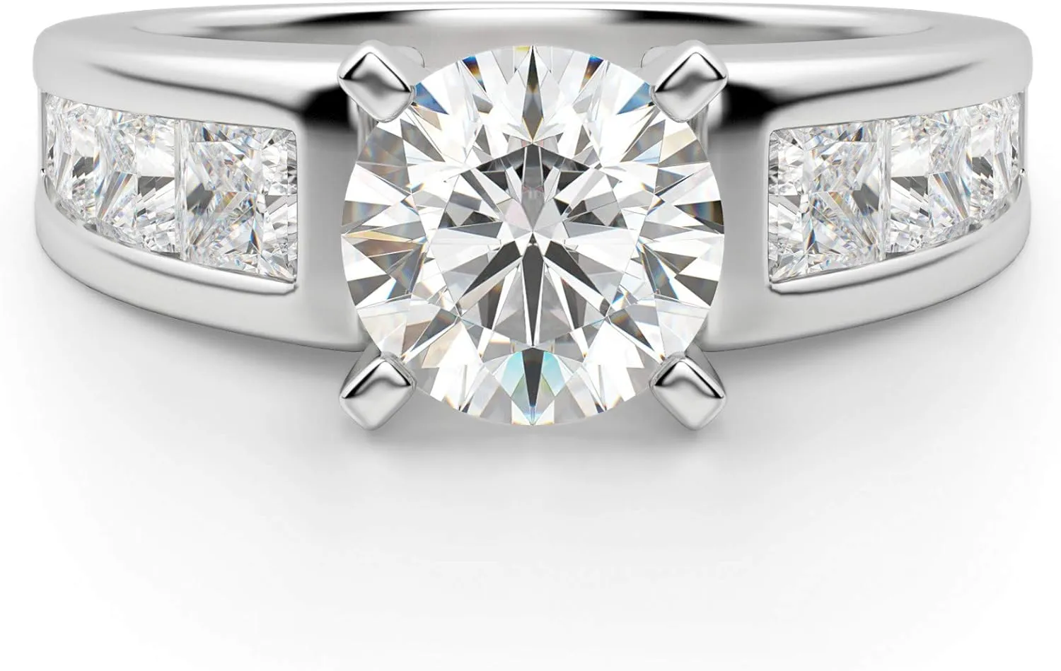 Escada Engagement Ring, Round Cut 3.40Ct, VVS1 Clarity, Colorless Moissanite Diamond, 925 Sterling Silver Ring, Wedding Gift, Perfact for Gift