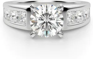 Escada Engagement Ring, Round Cut 3.40Ct, VVS1 Clarity, Colorless Moissanite Diamond, 925 Sterling Silver Ring, Wedding Gift, Perfact for Gift