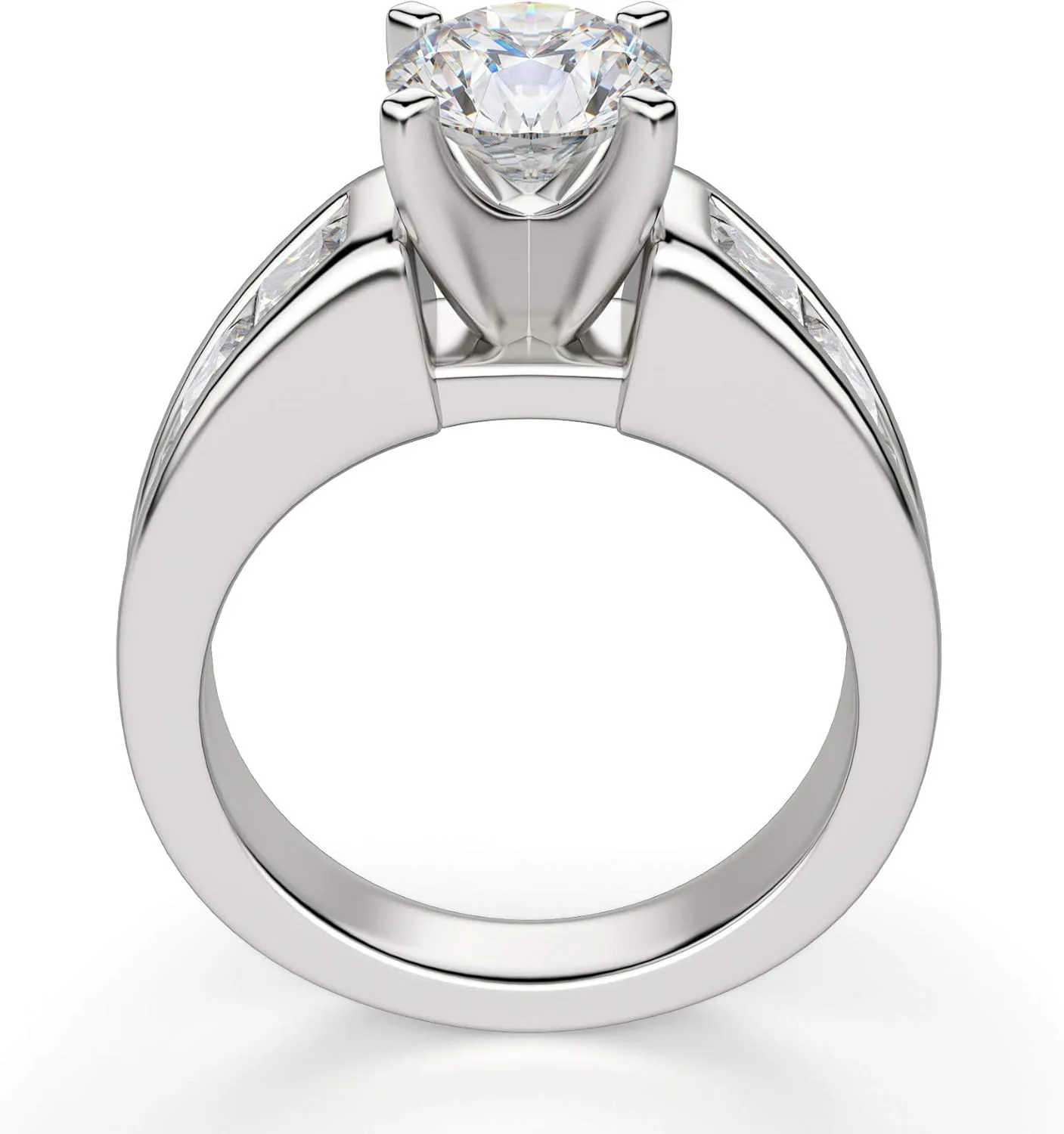 Escada Engagement Ring, Round Cut 3.40Ct, VVS1 Clarity, Colorless Moissanite Diamond, 925 Sterling Silver Ring, Wedding Gift, Perfact for Gift