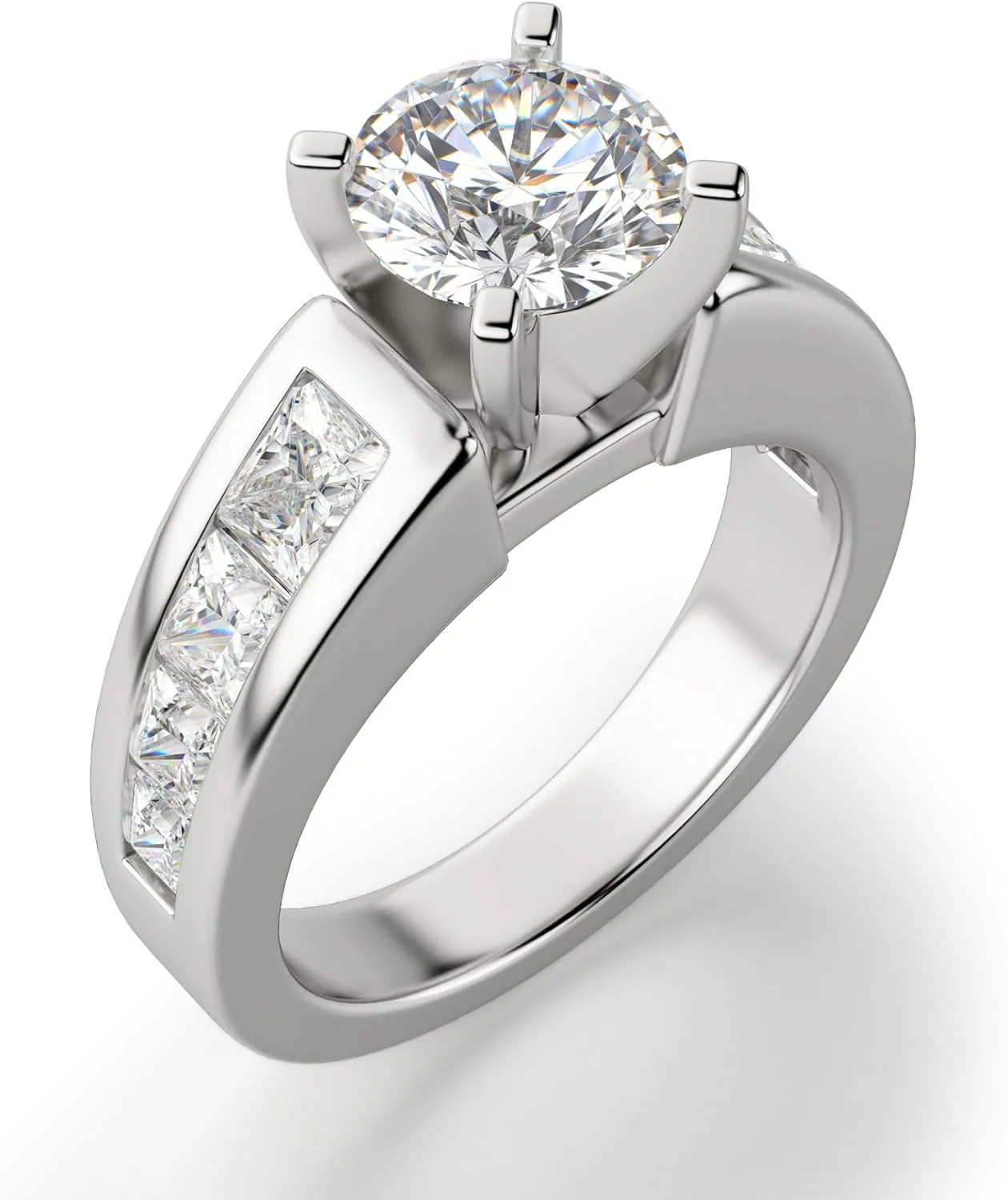 Escada Engagement Ring, Round Cut 3.40Ct, VVS1 Clarity, Colorless Moissanite Diamond, 925 Sterling Silver Ring, Wedding Gift, Perfact for Gift