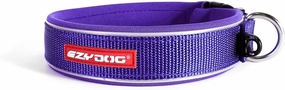 EzyDog Neo Dog Collar - Waterproof & Reflective Dog Collar with Soft Padded Neoprene for Comfort & Durable Nylon – Features Quick Release Buckle and Built-in ID Clip (Large, Purple)