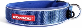 EzyDog Neo Dog Collar - Waterproof & Reflective Dog Collar with Soft Padded Neoprene for Comfort & Durable Nylon – Features Quick Release Buckle and Built-in ID Clip (Medium, Blue)