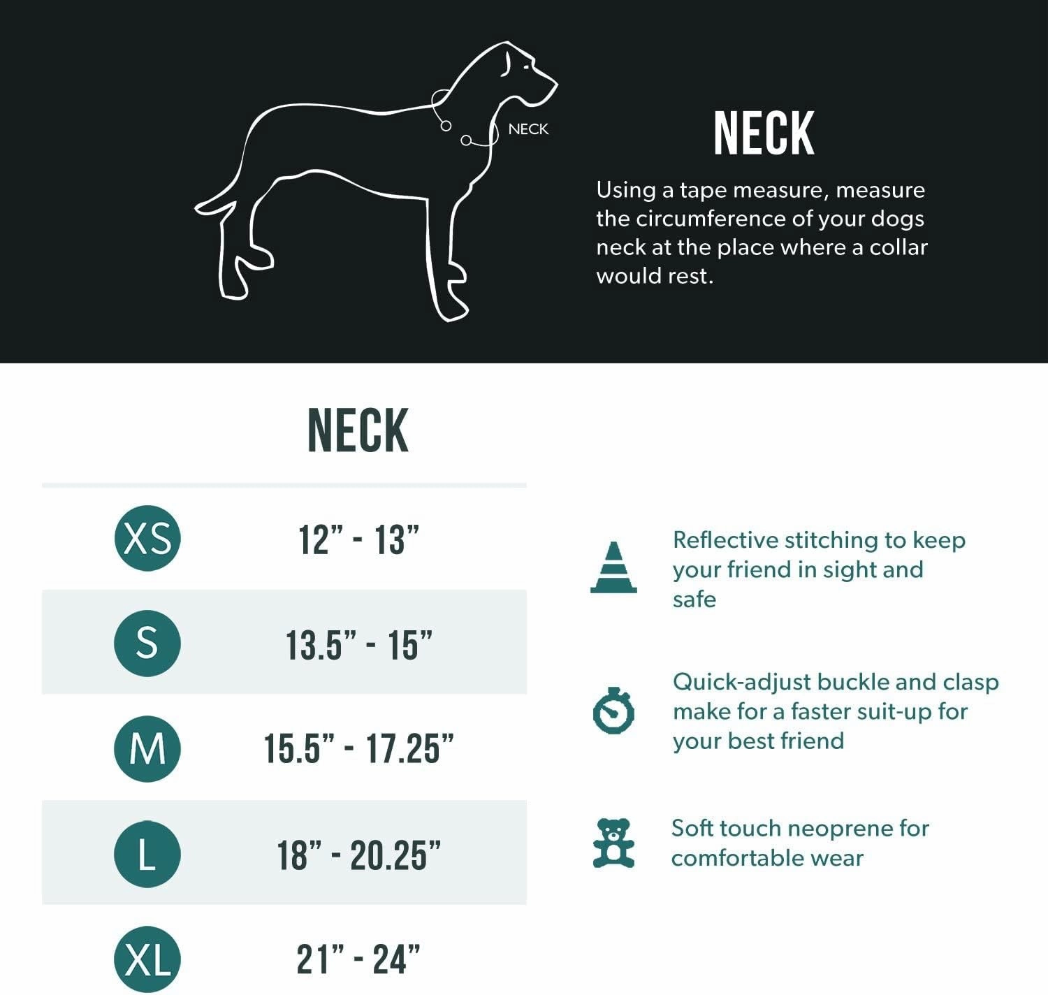 EzyDog Neo Dog Collar - Waterproof & Reflective Dog Collar with Soft Padded Neoprene for Comfort & Durable Nylon – Features Quick Release Buckle and Built-in ID Clip (Medium, Blue)