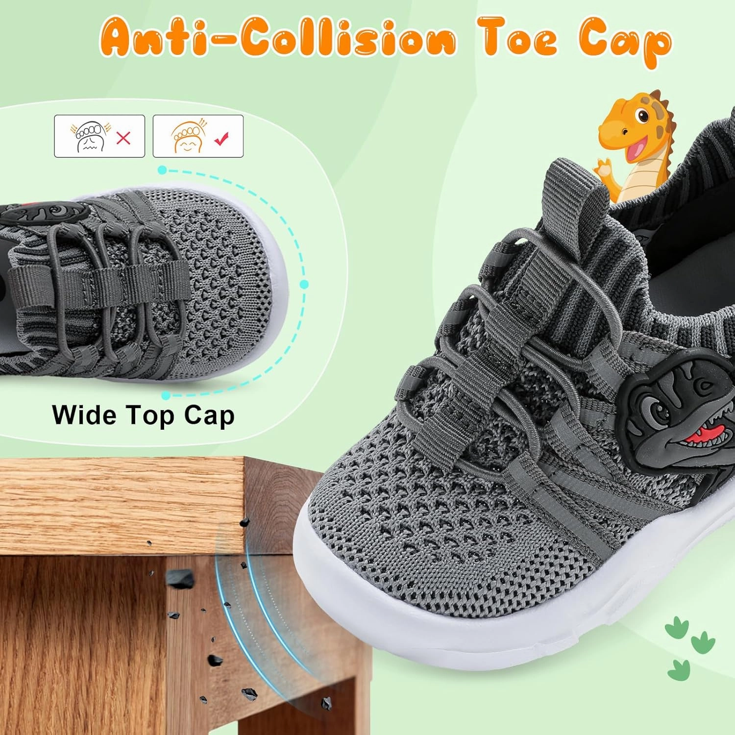 FEETCITY Toddler Shoes Boys Girls Walking Shoes Toddler Slip On Shoes Wide Kids Tennis Shoes Lightweight Toddler Dinosaur Shoes Baby Sneakers