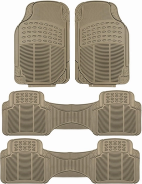 FH Group Car Floor Mat - Heavy-Duty Rubber Floor Mat for Cars, Beige