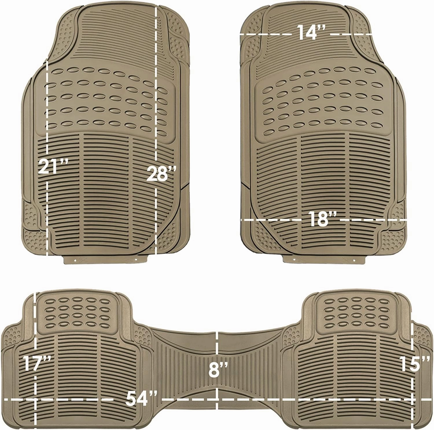 FH Group Car Floor Mat - Heavy-Duty Rubber Floor Mat for Cars, Beige