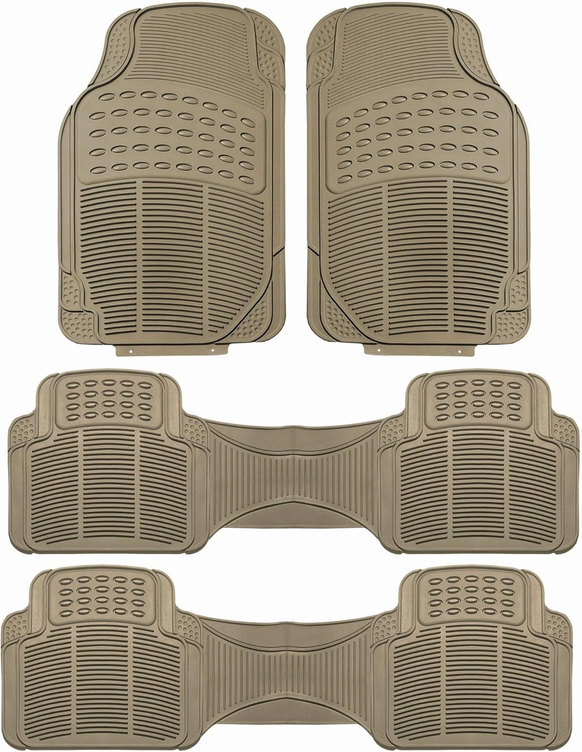 FH Group Car Floor Mat - Heavy-Duty Rubber Floor Mat for Cars, Beige
