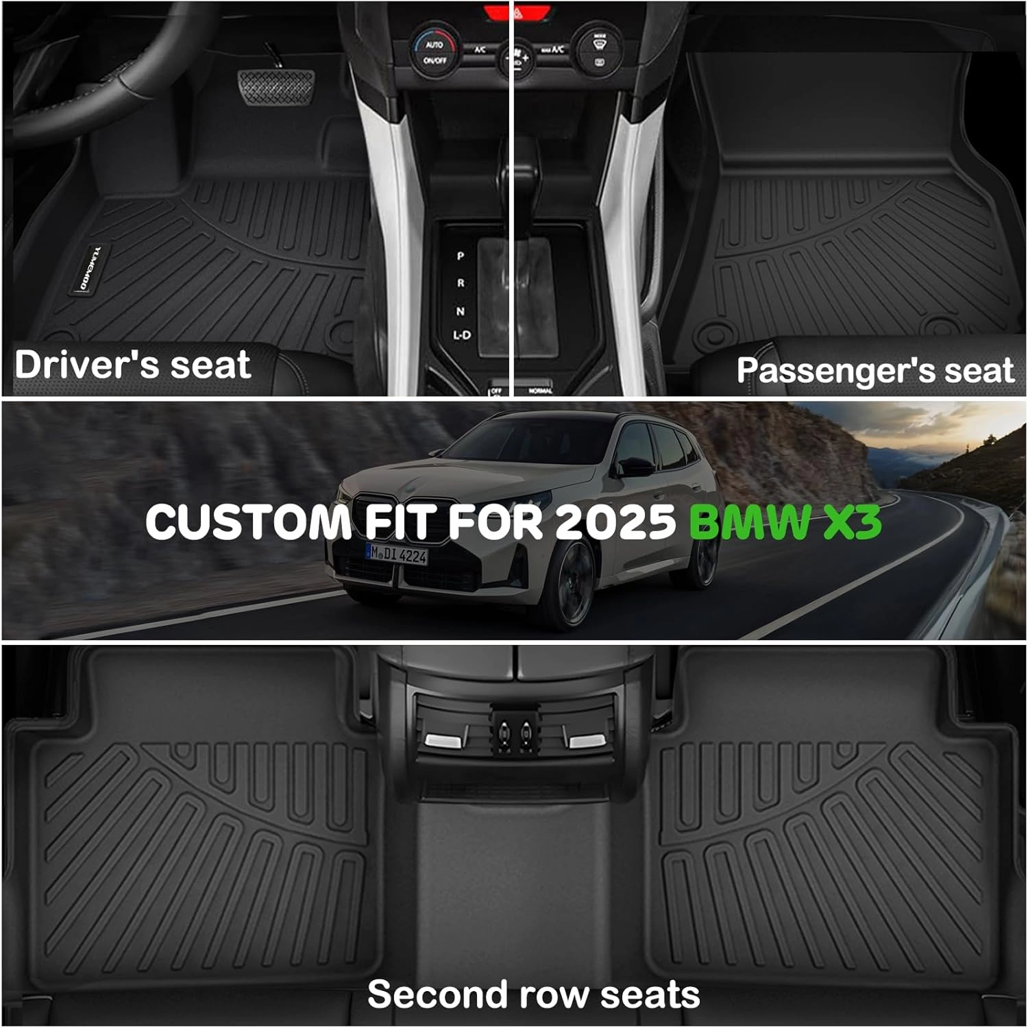 Floor Mats for 2025 BMW X3 Upgrade Trunk Mat with Backrest Mat All Weather Floor Liners TPE Rubber Cargo Liner Fit for 2025 BMW X3 Anti-Slip Full Set Automobile Mats Accessories