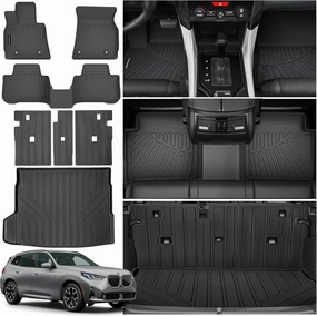 Floor Mats for 2025 BMW X3 Upgrade Trunk Mat with Backrest Mat All Weather Floor Liners TPE Rubber Cargo Liner Fit for 2025 BMW X3 Anti-Slip Full Set Automobile Mats Accessories