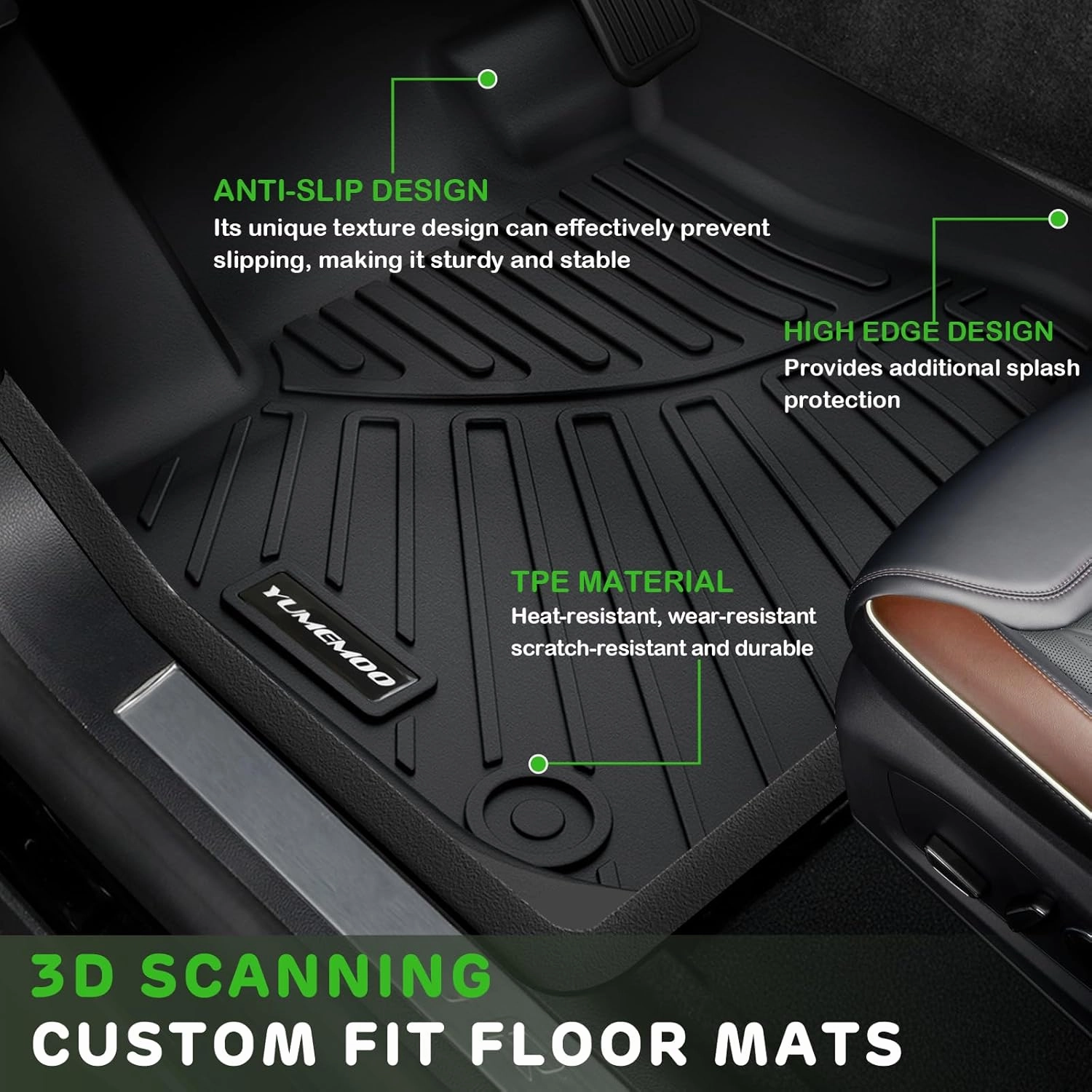 Floor Mats for 2025 BMW X3 Upgrade Trunk Mat with Backrest Mat All Weather Floor Liners TPE Rubber Cargo Liner Fit for 2025 BMW X3 Anti-Slip Full Set Automobile Mats Accessories