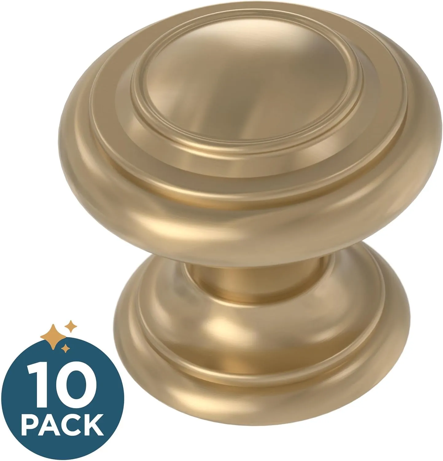 Franklin Brass Simple Double Ring (10-Pack) Gold Cabinet Knobs Champagne Bronze Hardware for Kitchen, Drawer Pulls, Dressers, Closet Door 1-1/8' P44435-CZ-B