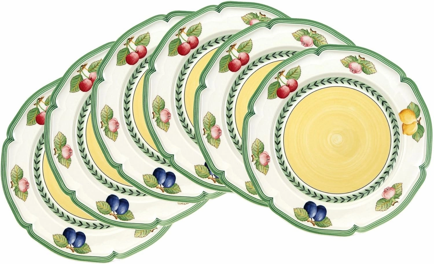 French Garden Fleurence Dinner Plate Set of 6 by Villeroy & Boch - Premium Porcelain - Made in Germany - Dishwasher & Microwave Safe - 10.25 inches - Serves 6