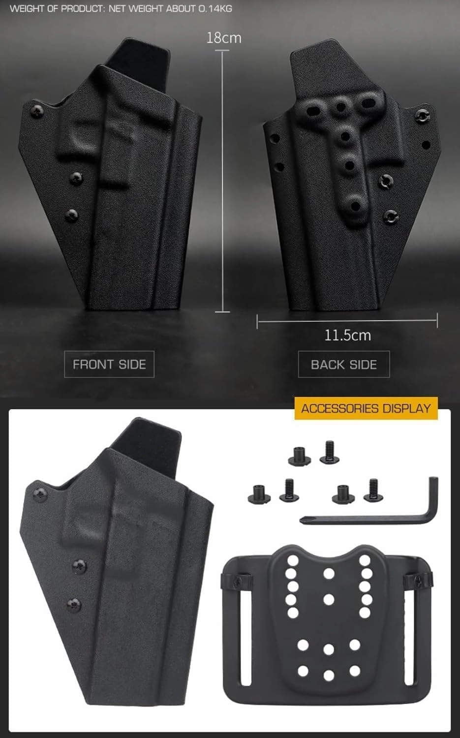 G1OCK 34 Tactical Quick-Draw Protective Holster, K.ydex Lightweight Hunting Holster for G1ock G34 G34m.os G35 G35m.os