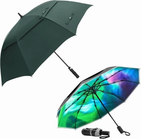 G4Free 68" 42" Windproof Umbrella, Large Automatic Open Golf Umbrella Travel Compact Umbrella for Rain & Sun,Double Canopy Umbrella with Vent/Reflective Strip, Automatic Open & Close