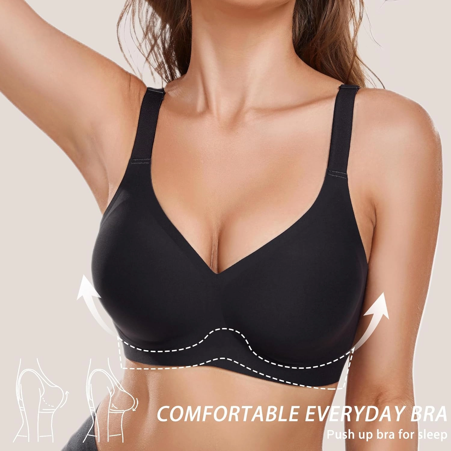 Gailife Smooth Wireless Bras for Women No Underwire Comfort Seamless Supportive Bra Raceback Push Up Bralettes Full Coverage