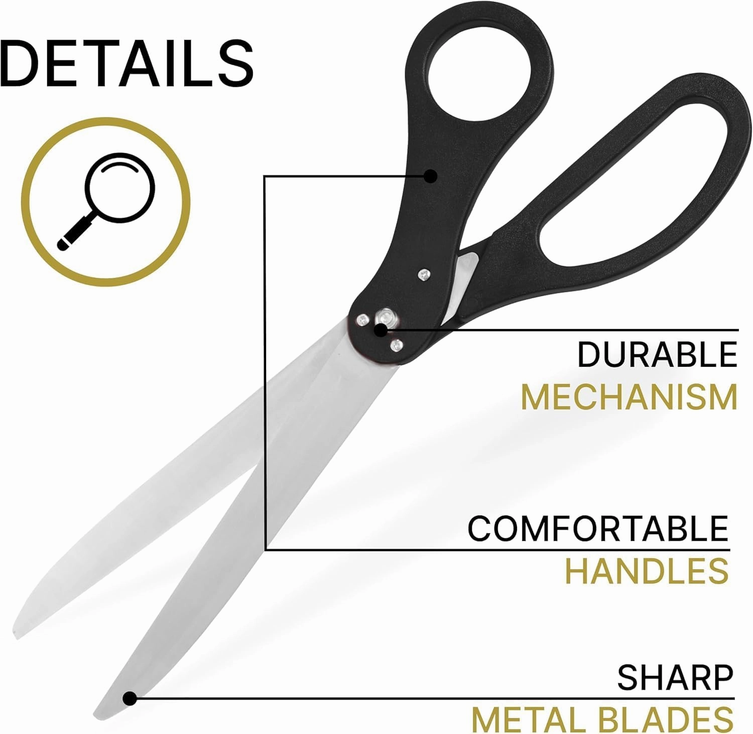 Giant Ribbon Cutting Ceremony Kit - Big 25 Inch Black Grand Opening Scissors and Red Satin Ribbon for Special Events Business Openings and Inaugurations