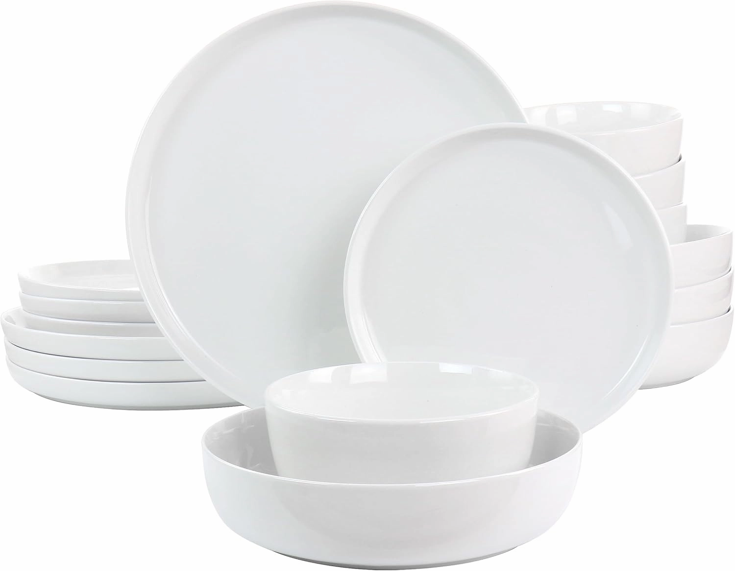 Gibson Home White Deco 16 Piece Fine Ceramic Dinnerware Set in White