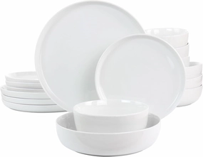 Gibson Home White Deco 16 Piece Fine Ceramic Dinnerware Set in White