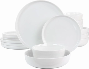 Gibson Home White Deco 16 Piece Fine Ceramic Dinnerware Set in White