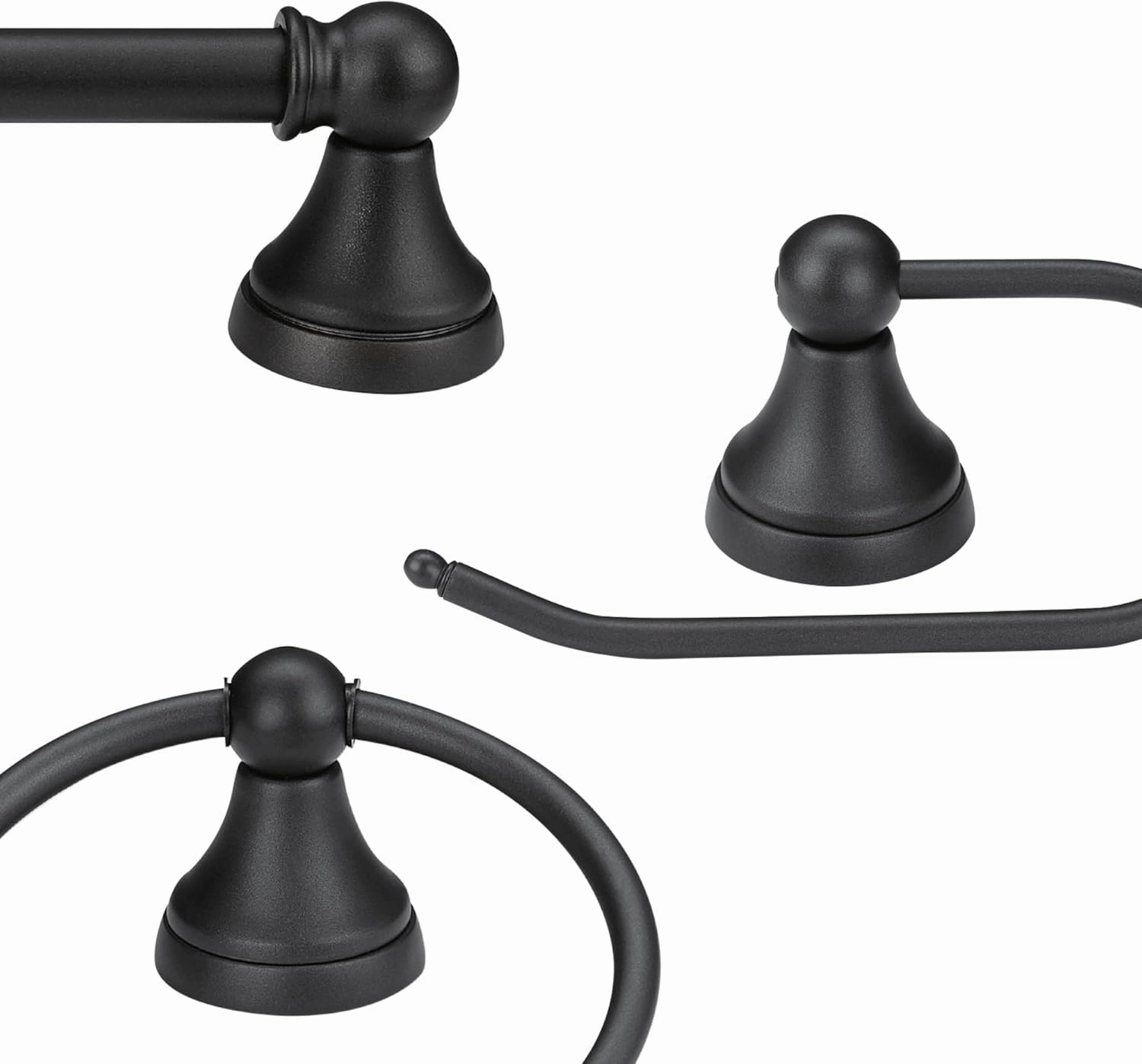 Globe Electric 51227 Jayden 5-Piece All-In-One Bathroom Set, Oil Rubbed Bronze, 3-Light Vanity Light with Frosted Glass Shades, Towel Bar, Toilet Paper Holder, Towel Ring, Robe Hook, Bulb Not Included
